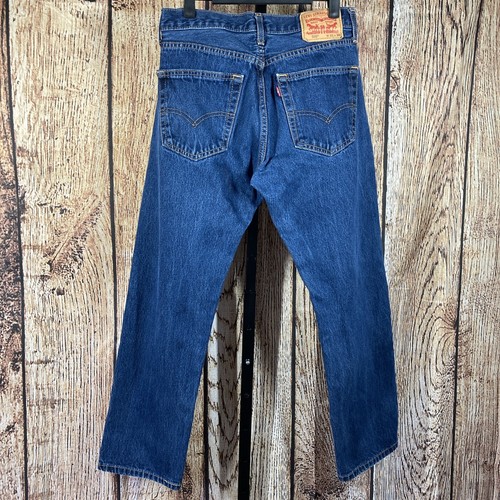 Levis 505 Mens Blue Regular Fit Dark Wash Straight Leg Denim Jeans Size 31x30 - Picture 2 of 12
