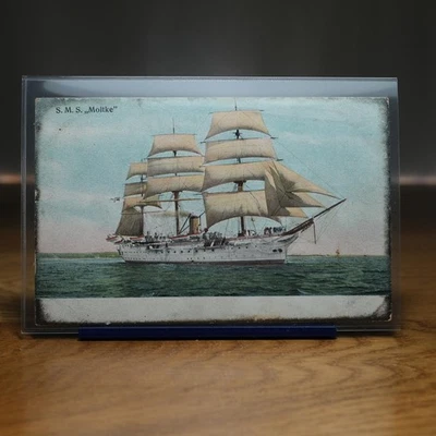 SMS Moltke Kreuzerkorvette Kaiserliche Marine Segelschiff 1900 Litho AK - Bild 1 von 4