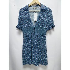 NWT Urban Outfitters Blue Patterned Dress Knee Length Short Sleeve Women Size M