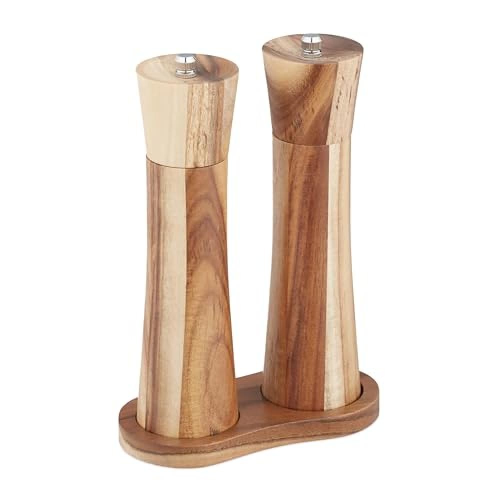 Set Sale e Pepe Relaxdays in Legno Scuro - Arredo Tavola e Cucina 22cm