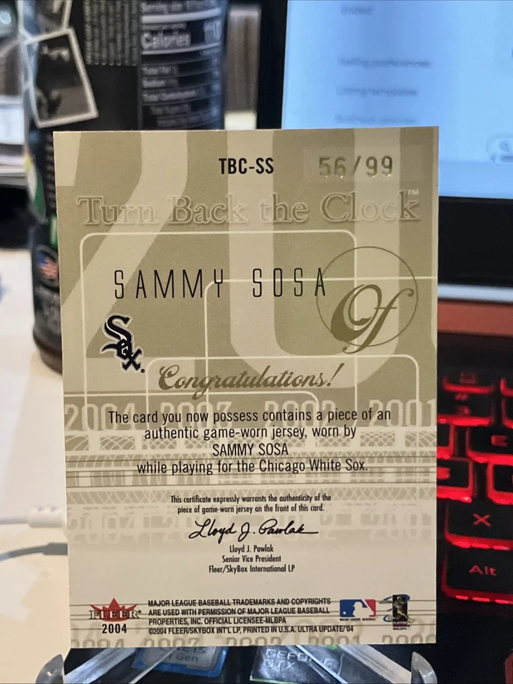 2004 Fleer Ultra Turn Back The Clock Jerseys Gold /99 Sammy Sosa #TBC-SS - Image 2 of 3