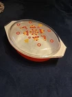 Red Pyrex Friendship Pattern Casserole Dish 2.5 QT