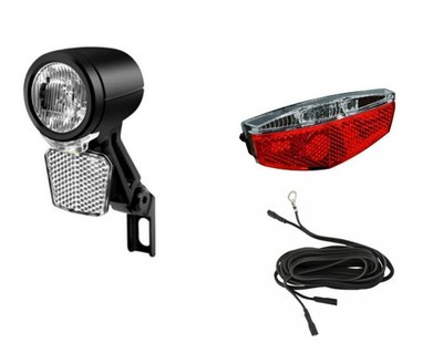 LED-Scheinwerfer schwarz, für E-Bike 6V-48V,Echte 40 Lux,Reflektor+Rücklicht+Kab