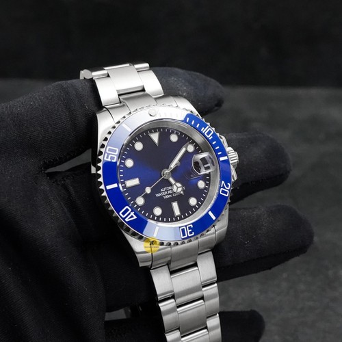 Custom Made 40mm Blue Date Diver Style Mod Watch w/ NH35 Movement - Picture 2 of 9