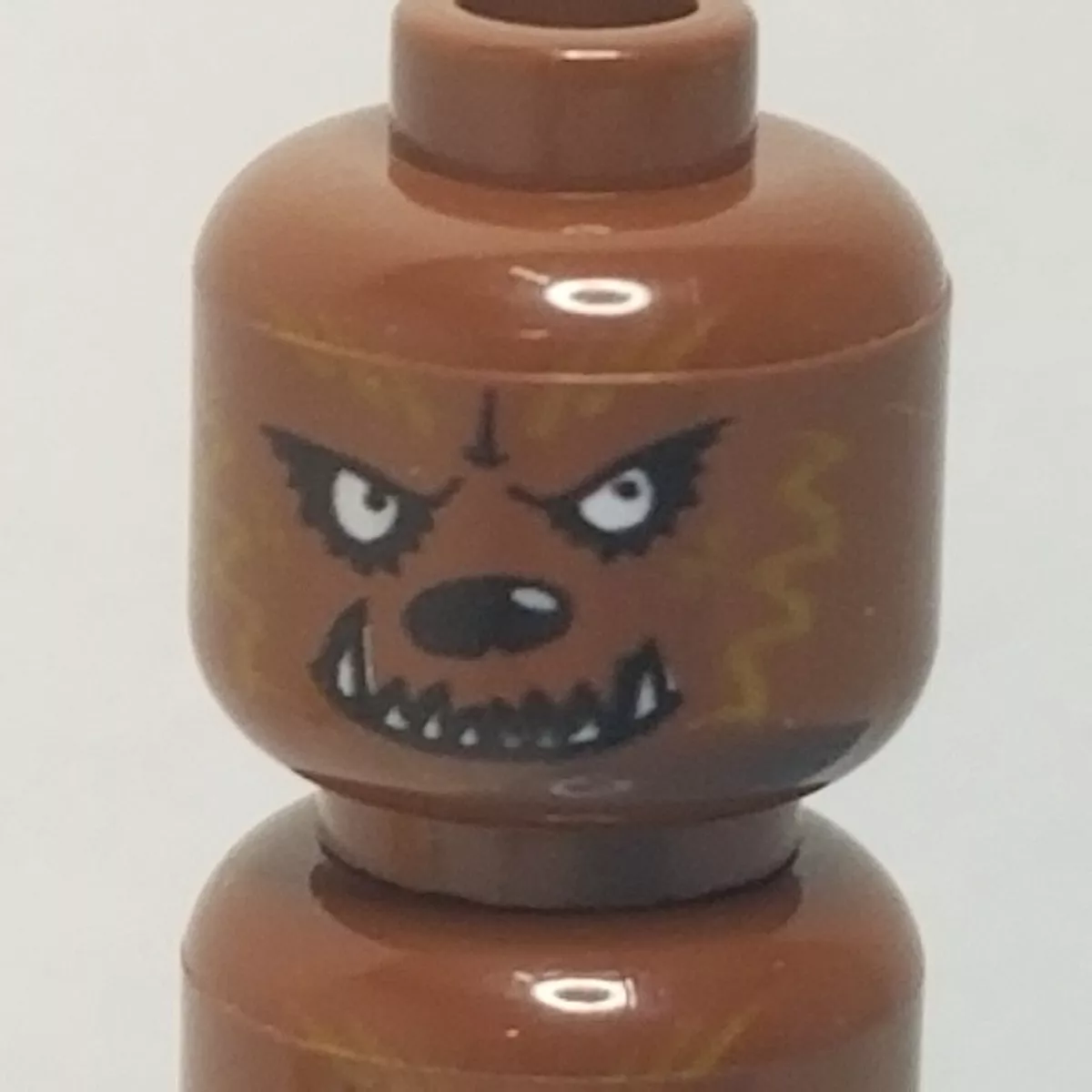 LEGO Wolf Man Face Head Wolfman Brown Fangs Teeth Fur Monster Alien Girl Boy