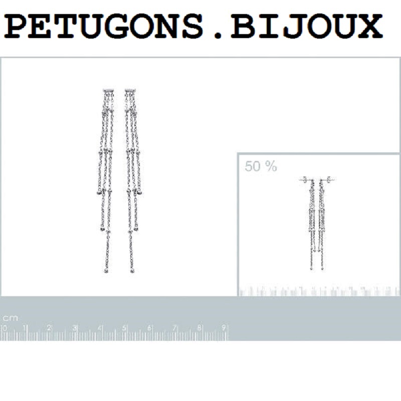 Boucles d'oreilles chainettes en argent 925 massif à boules suspendues