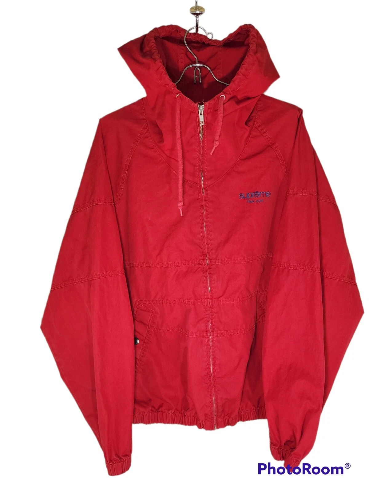 Veste Raglan Supreme Coton à Capuche Homme Medium Rouge Imperméable SS18