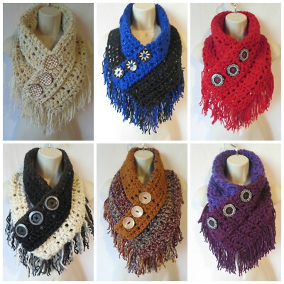 Crochet fringe triangle cowl scarf pattern PATTERN ONLY