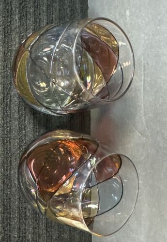 2 Cornet Barcelona Sagrada Stemless Hand Painted Wine Crystal Glasses signed - Picture 7 of 19