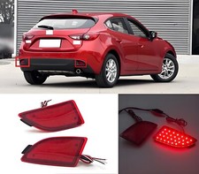 2x Red Lens Led Bumper Reflector Tail Brake Lights For Mazda 3 Hatchback 2014-18 2x Red Lens Led Bumper Reflector Tail Brake Lights For Mazda 3 Hatchback 2014-18