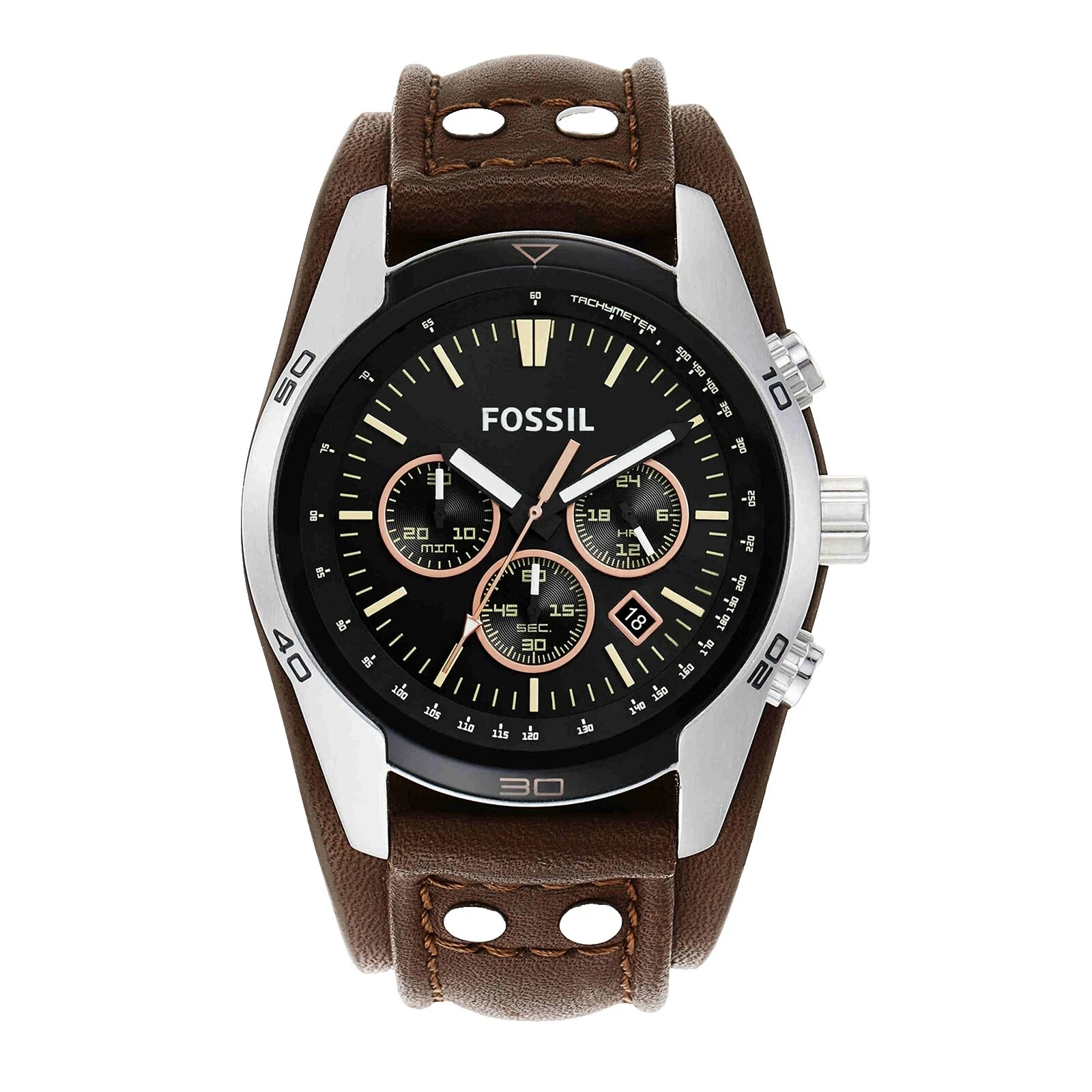 Caja de acero inoxidable Fossil Big Tic relojes pulsera analógico y digital