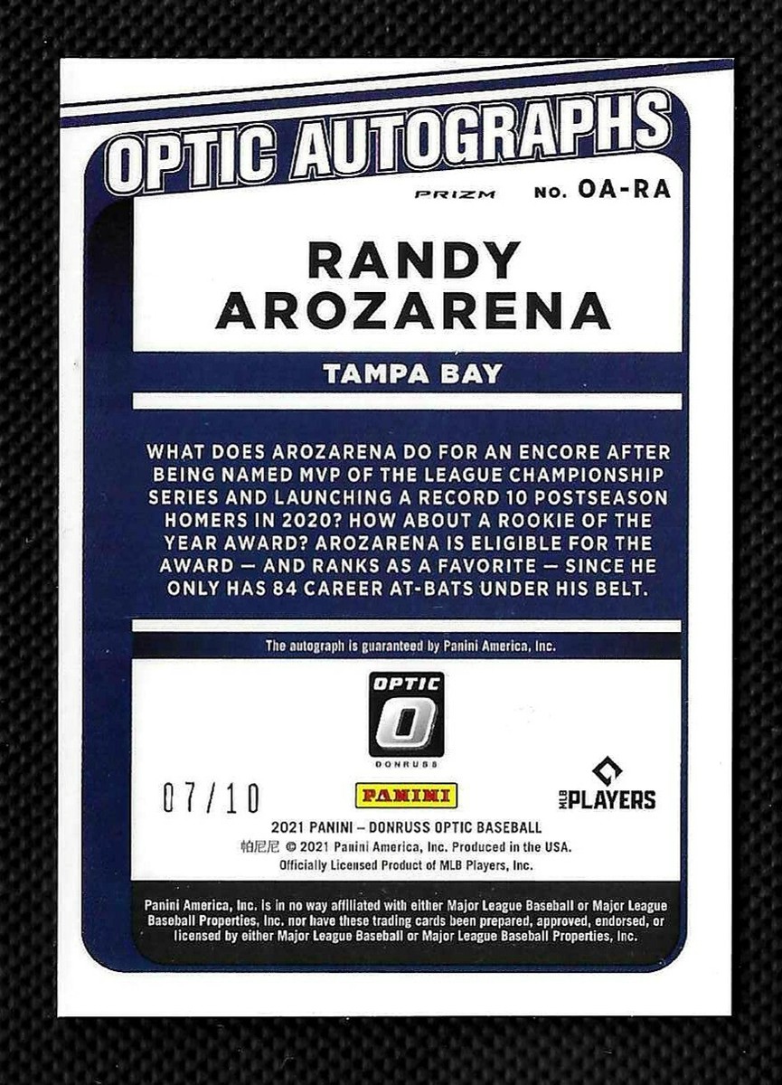 RANDY AROZARENA 2021 Donruss Optic #/10 GOLD AUTO ⭐ Rookie Of The