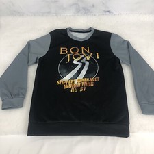 Youth Polyester Bon Jovi Print World tour 86-87 Black Long Sleeve Shirt Size M