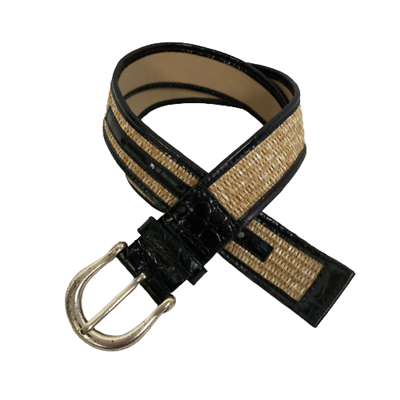 Calvin Klein Belt Womens Sz L Patent Alligator Leather Brown  display picture 2