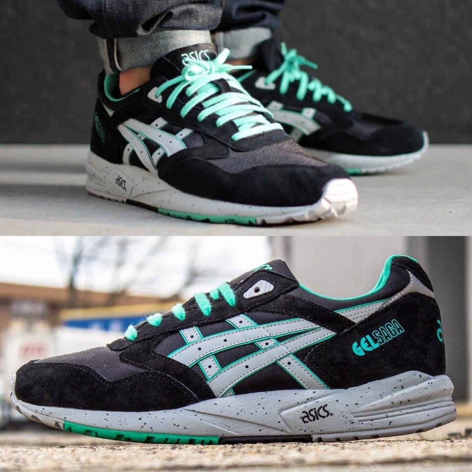 Talla 13 - Asics Gel Saga 3 iii Negro Como Nuevo Verde Blanco H137K, Stock Muerto 2014 Foto 2 de 4