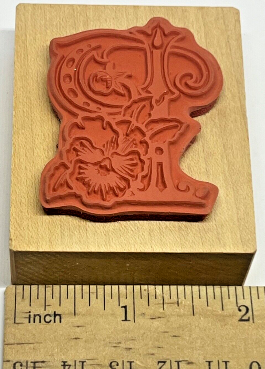 Rubber Stamp PSX F-1115 BOTANICAL LETTER P Fancy Monogram Alphabet