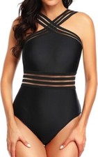 Women Crisscross One Piece Swimsuit Tummy Control Bathing Suit - Medium
