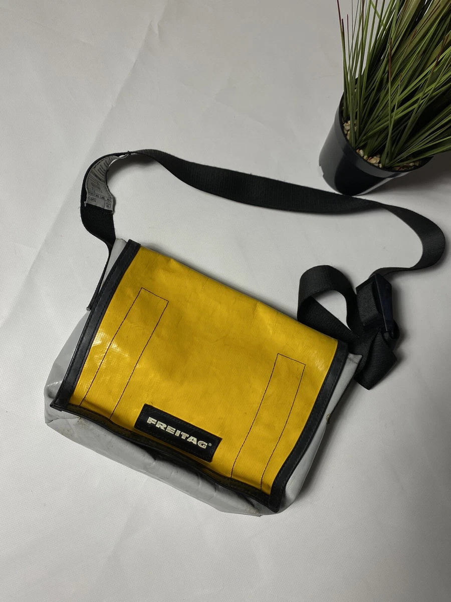 Men s Freitag Recycled Messenger Crossbody Street Bag Yellow gray