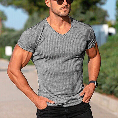  Workout Shirts for Men, V Neck Muscle Tees Short