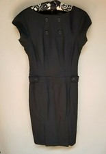 Tahari Arthur S. Levine Womems Boat Neck Sheath Dress Size 2 Black Short Sleeve