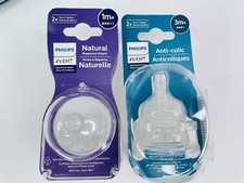 Lot Of 2 Philips Avent Natural Response Bottle Nipples Anti-Colic 1 3 months