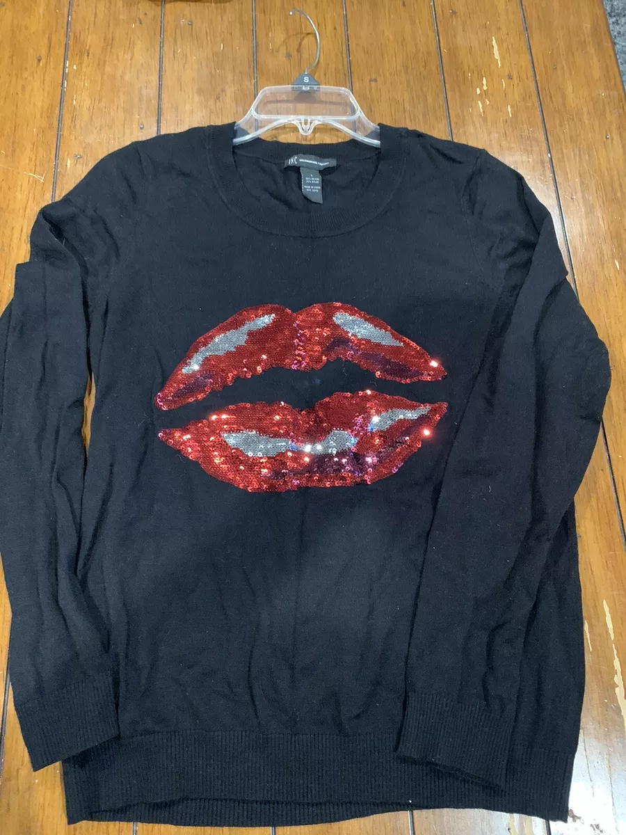 Preowned INC Women s Sequin Lip Sweater in Size Large