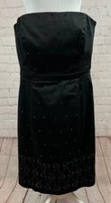 ANN TAYLOR PETITES black embroidered boned corset cotton blend dress size 16P