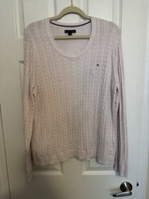 Tommy Hilfiger Pink Sweater Cable Knit Crewneck Sweater Size XXL