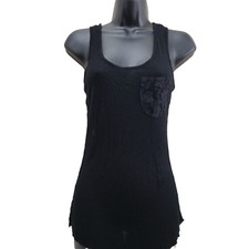 HIP Happening In The Present Women's Tank Small Black Lace Rayon Made In Usa
