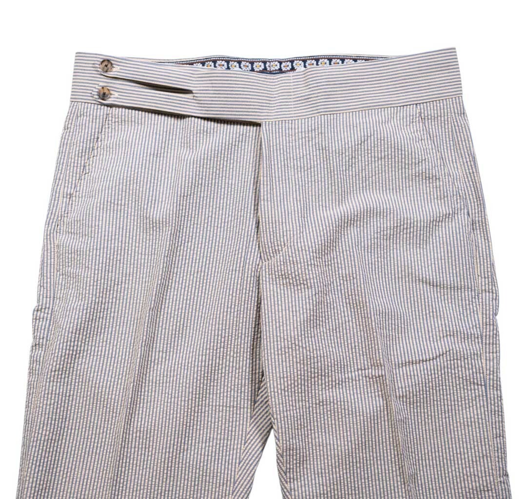 【mip】manonfrips my Gurkha beige Mens Gurkha Pants Beige Blue Striped Seersucker Slim
