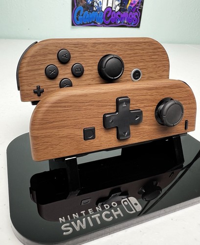 Woodgrain Soft Touch - DPAD Black Accents - Custom Joycons for Nintendo Switch - Picture 3 of 5