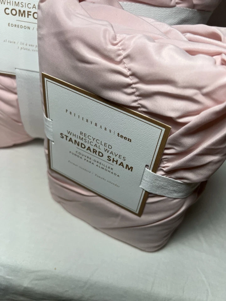 NEW Pottery Barn Teen Whimsical Waves TWIN Comforter & Sham PINK QUARTZ BLUSH - Image 2 of 3