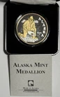 Alaska Gold Panner Nugget & Gilded Proof Coin 1 Troy Oz .999 Fine Silver Round