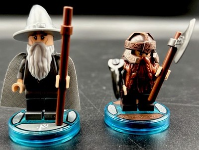 LEGO Dimensions Gandalf & Gimli Minifigures LOTR Complete Toy Tags Authentic