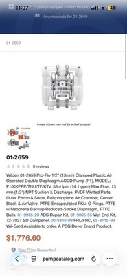 Wilden Pro-Flo 01-2659 1/2in Clamped Plastic Pneumatic AODD Diaphragm Pump