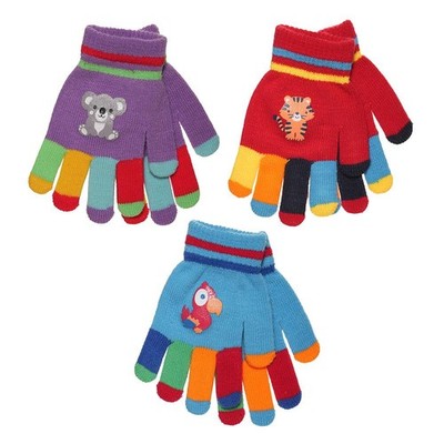 Kinder Tier Magic Handschuhe Jungen Mädchen Mehrfarbig Winter Vollfingerhandschuh (3er Pack)