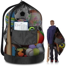 40x30 Inch Extra Large Sports Ball Bag Breathable Mesh Storage Bag for Coach