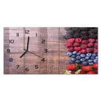 Glasuhr FüR BüRo Im Querformat Aus Glas Waldbeeren Schwarze Zeiger 60X30 Cm