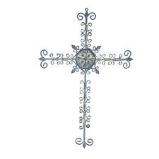 Wrought Iron Decorative Wall Cross Scroll Cast Iron Fleur De Lis 31x20.5 Ornate