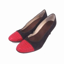 Vero Cuoio Pumps Women's 36.5 Black Red Suede 6cm Heel Used B Grade
