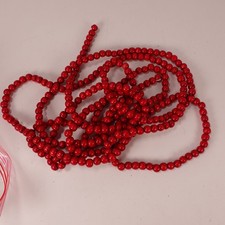Wooden Bead Garland Christmas Holiday 1cm Beads Rustic Festive Decor 12ft
