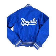 Vtg Kansas City Royals Baseball MLB Jacket Youth Kids Sz Med Blue White Athletic