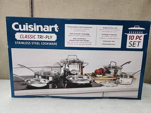 Cuisinart Classic Pots and Pans Set 10Pcs Cookware Set, Stainless Steel TPS-10