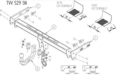 Towtrust Fixed Towbar For Volvo XC60 SUV 2008 To 2017 + 13 Pin Wiring Kit
