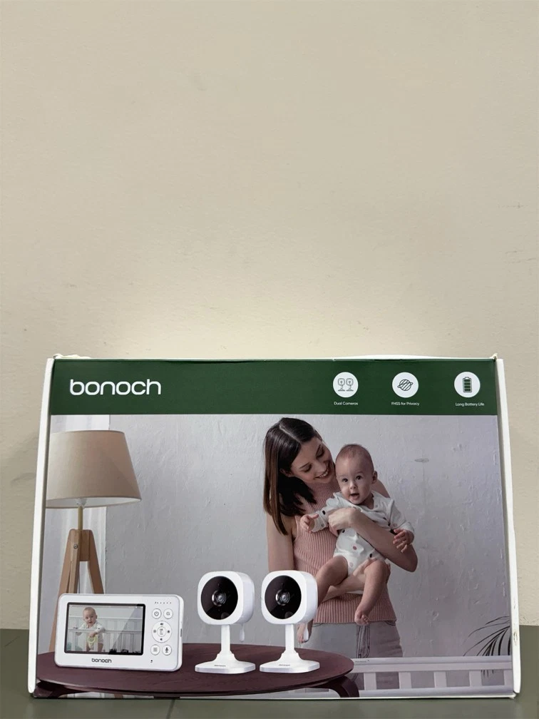 bonoch 4.3" 720p Split Screen Baby Monitor 2 Cameras No WiFi, Video Monitor with