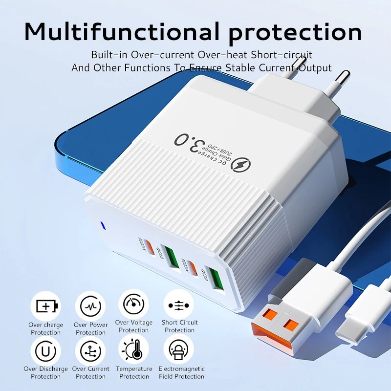 Maleyin Schnell Ladeadapter 4-Port USB-C + USB-A Ladegerät Netzteil Poweradapter - Bild 4 von 4