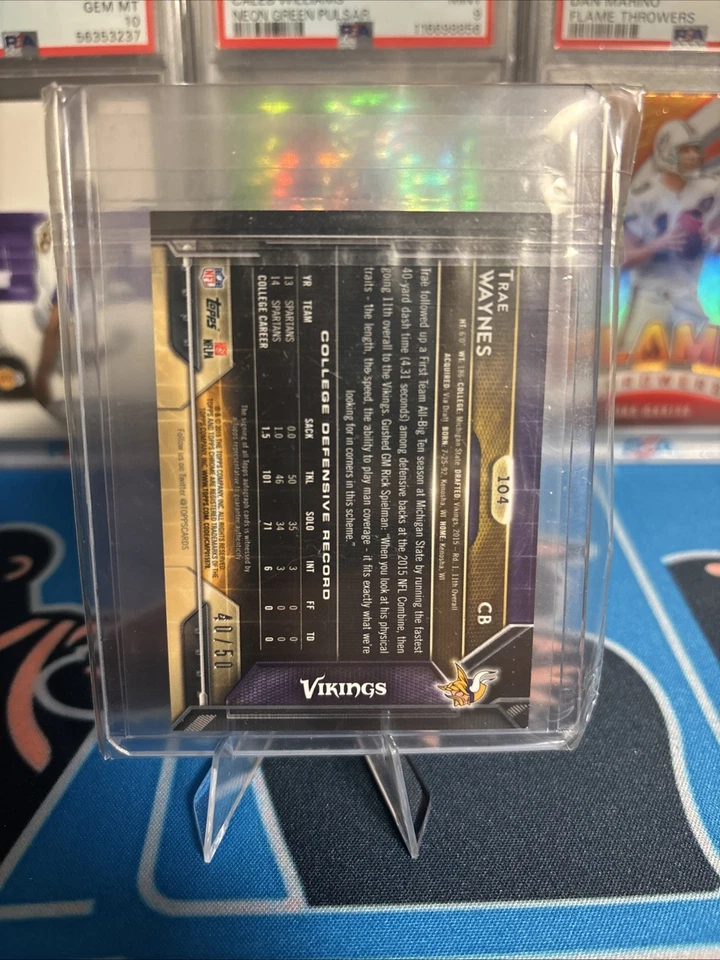 2015 Topps Chrome - Rookies Trae Waynes #104 Pink Mini  Refractor Autographs /50 - Image 4 of 4