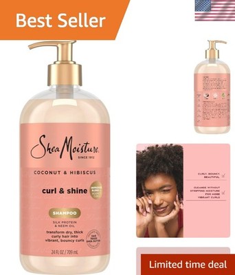Hydrating Coconut & Hibiscus Cream Shampoo - For Curly & Wavy Hair, 24oz