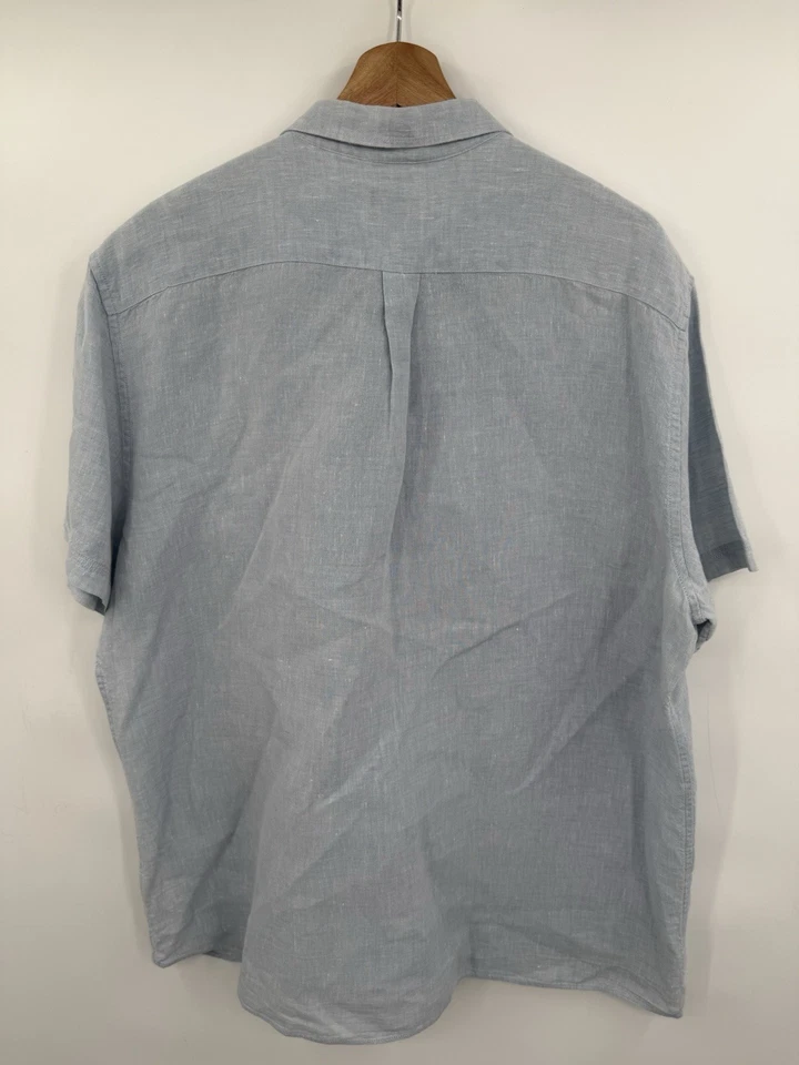 Baird McNutt Murano Shirt Men’s XL Button Up Blue Short Sleeve 100% Linen - Image 3 of 4