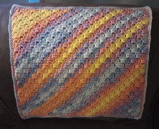 crochet handmade baby doll blanket lovey 15” X 15” rainbow parfait USA